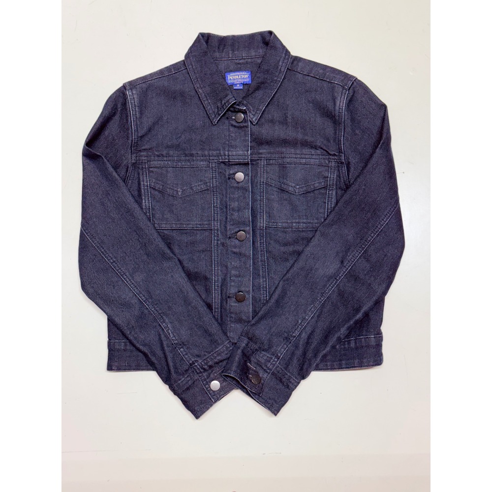 Pendleton Womens Indigo Denim Trucker Jacket Dark‎ Wash Blue Size M Cotton Blend